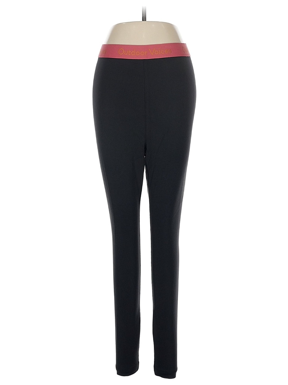 Outdoor Voices Black Leggings with Rose Pink Waistband
